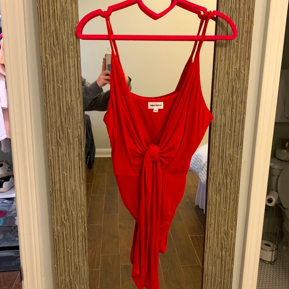 RED DEEP V TIE BODY SUIT